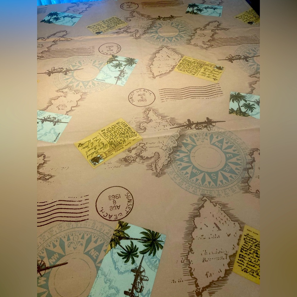 Sonoma outdoor “postcards” 84x60 tablecloth great condition.